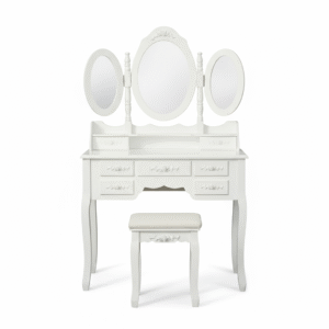 Coiffeuse fille d’angle avec miroir de maquillage lampe miroir Design Moderne