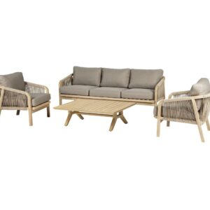 Salon de jardin Papouasie 5 places - Polyester, Acacia certifié FSC®