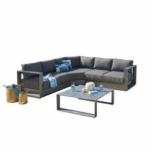 Salon d'angle de jardin Allure Graphite 5 places - Aluminium traité époxy, Polyester