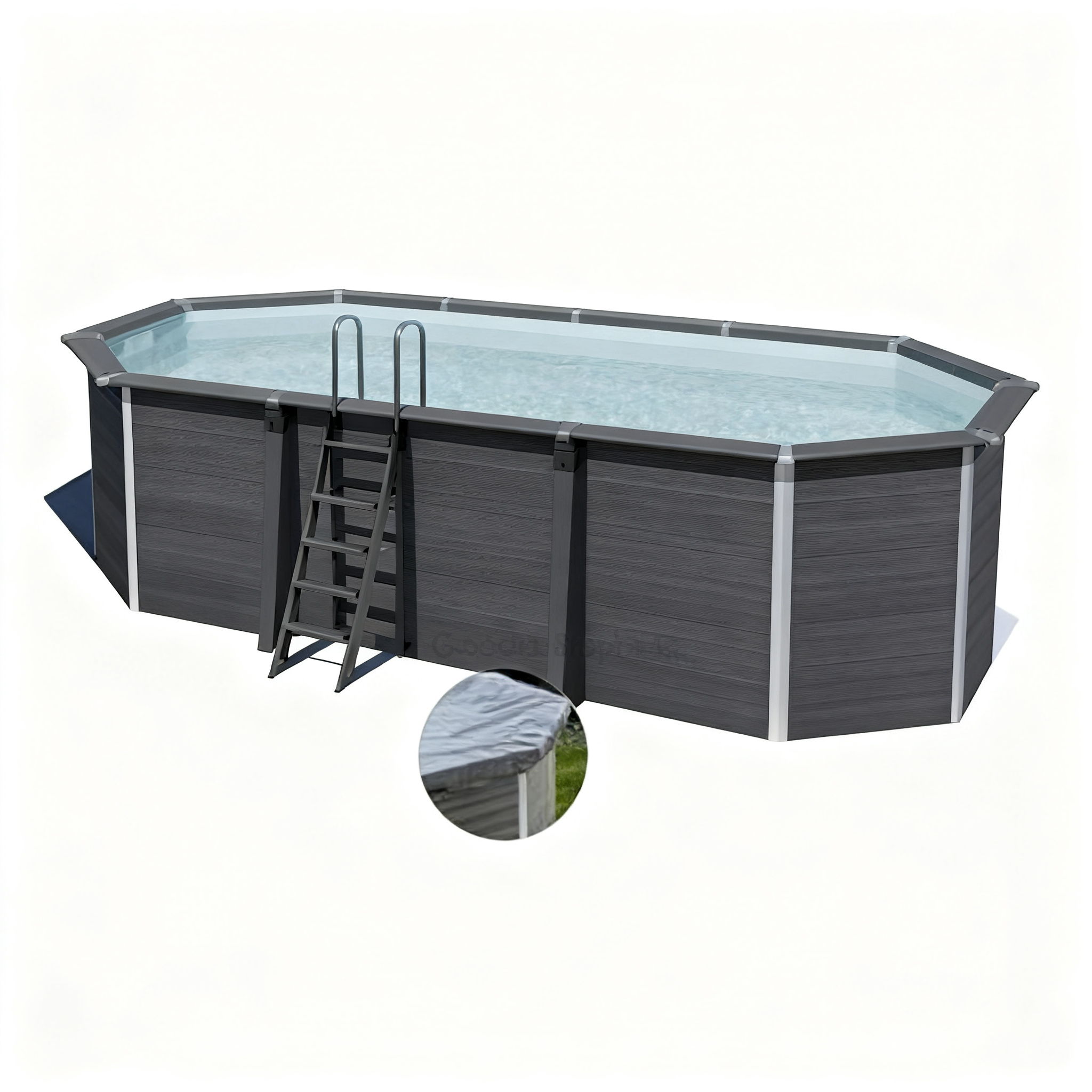 Kit piscine composite Gré Avant-Garde ovale 8,04 x 3,86 x 1,24 m + Bâche hiver