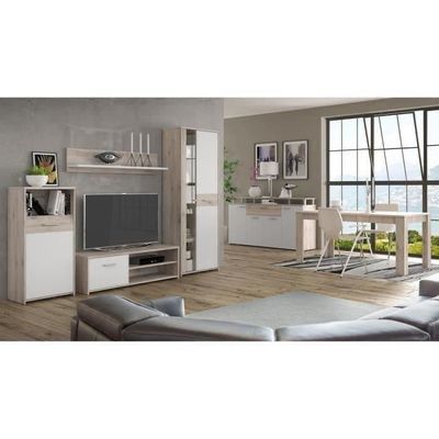 GULADA Ensemble meuble télé -buffet-table à manger-Contemporain-Blanc