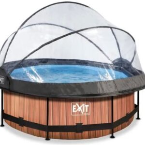 Piscine couverte EXIT WOOD Avec pompe filtrante - Marron - ø244 x 76
