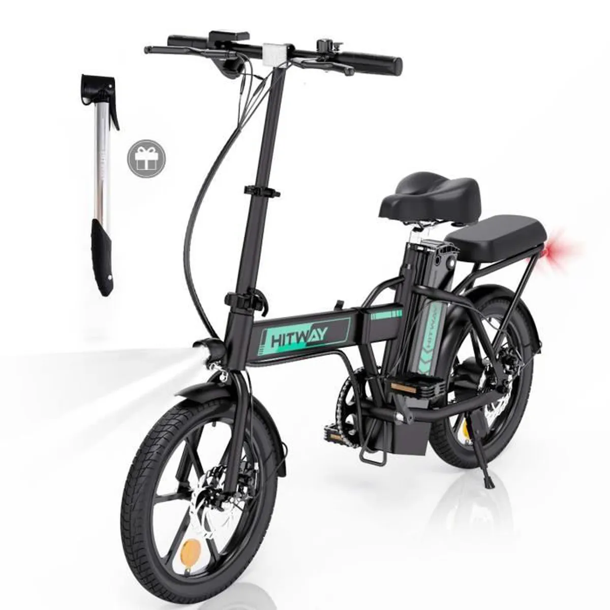 HITWAY vélo électrique Pliable 16" E-Bike,Vélos à Assistance,Batterie 36V/8,4Ah,Pédalage Assisté,pompe à vélo gratuite